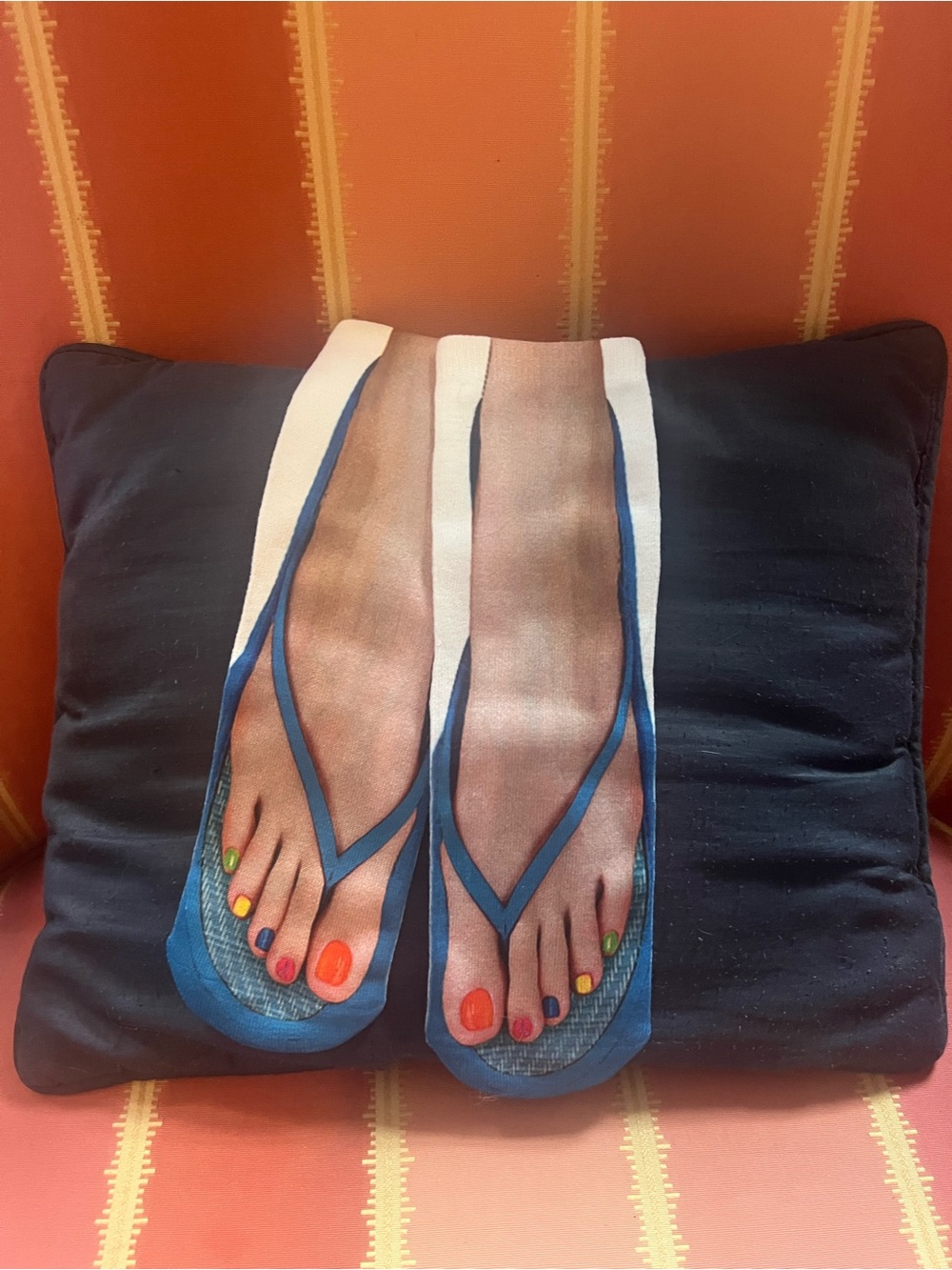 50% off! SUMMER SALE Novelty FlipFlop Toe Print Socks w Colorful Pedicure Design